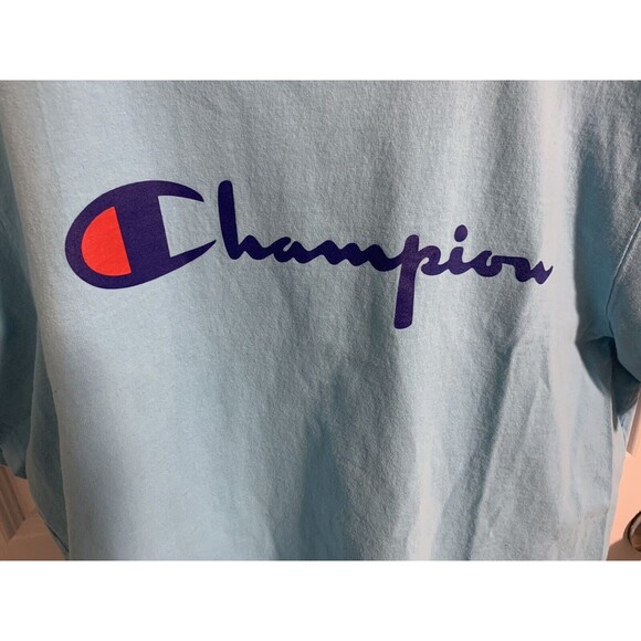 Champion GT19 Men's Classic Graphic Jersey Script T-Shirt, XL Blue Aqua - Picture 3 of 5